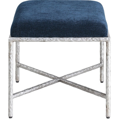 Valley Navy Chenille Fabric Bench
