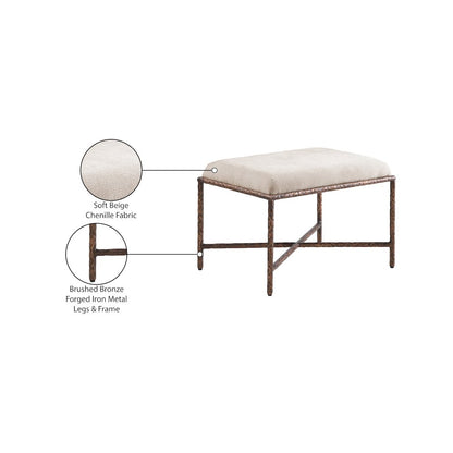 Valley Beige Chenille Fabric Bench