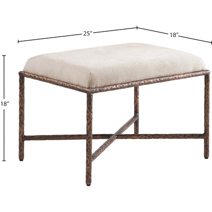 Valley Beige Chenille Fabric Bench