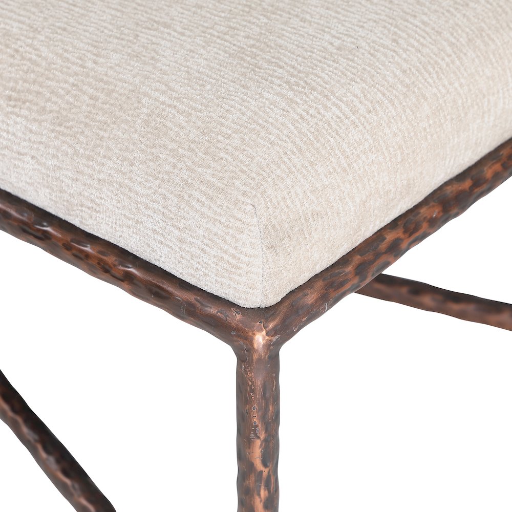 Valley Beige Chenille Fabric Bench