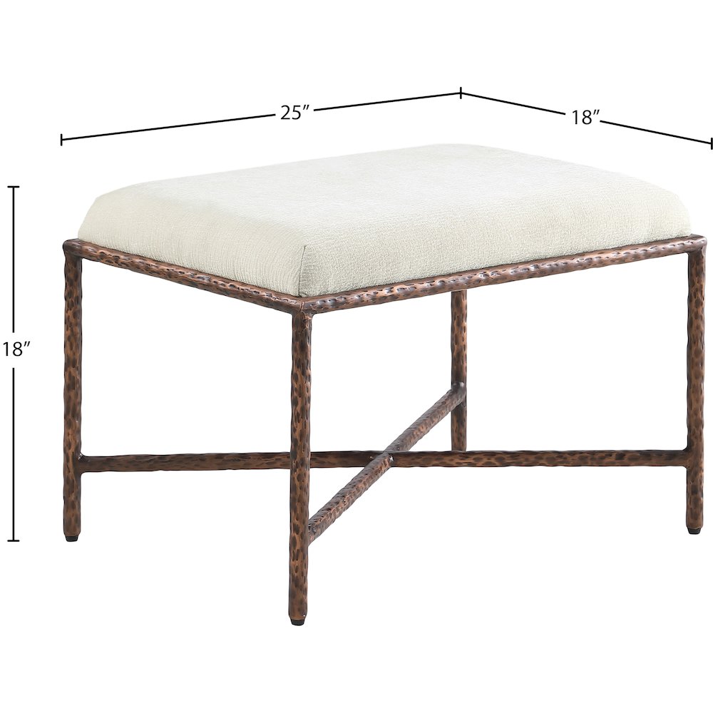 Valley Cream Chenille Fabric Bench