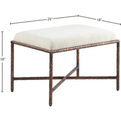 Valley Cream Chenille Fabric Bench
