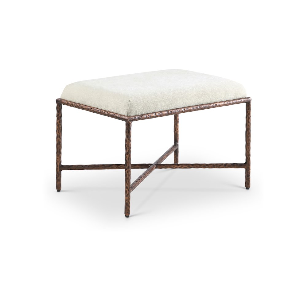 Valley Cream Chenille Fabric Bench