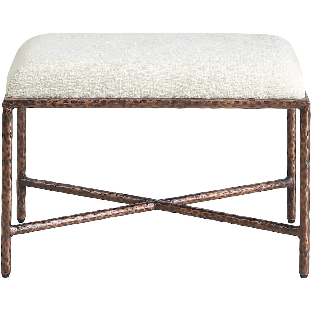 Valley Cream Chenille Fabric Bench