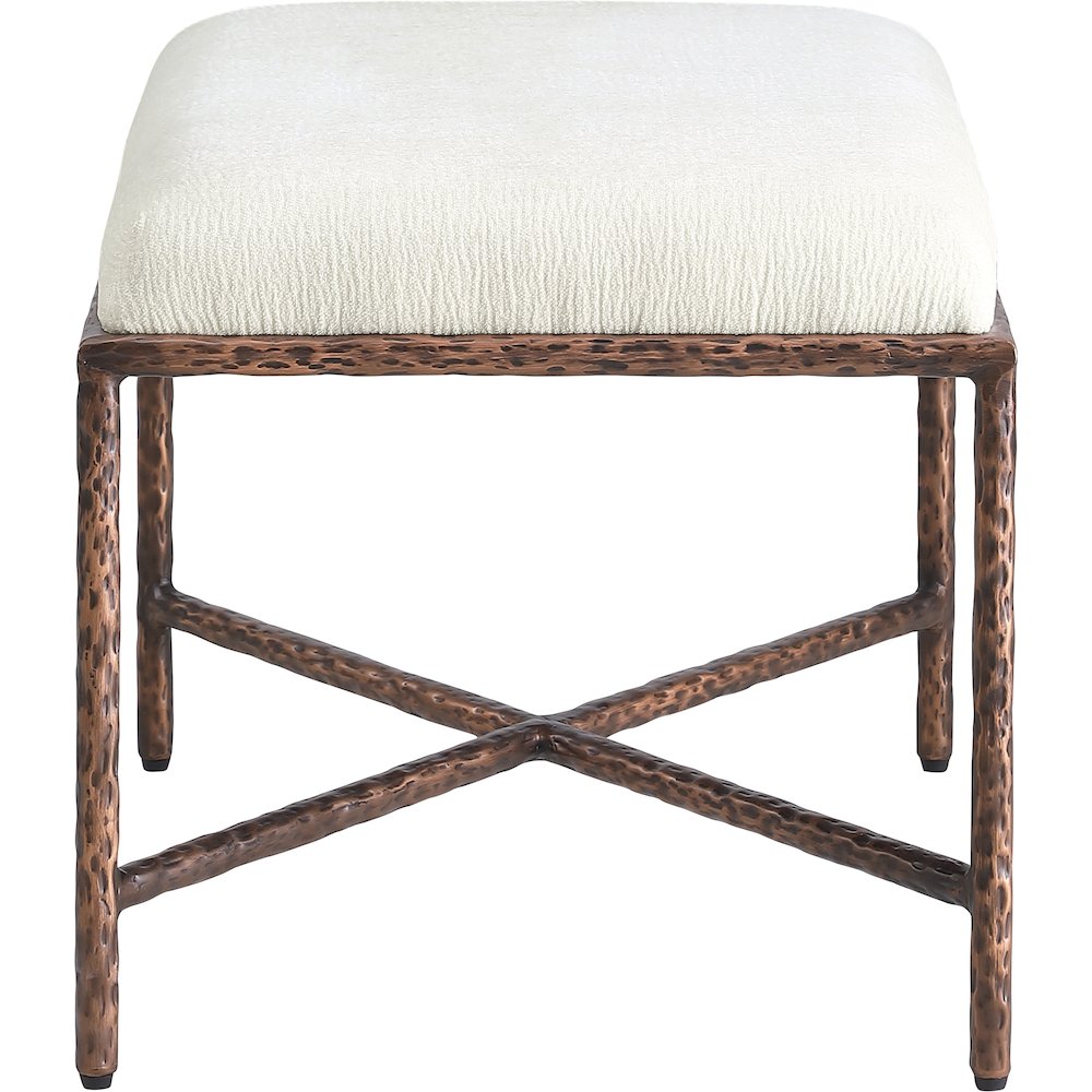 Valley Cream Chenille Fabric Bench