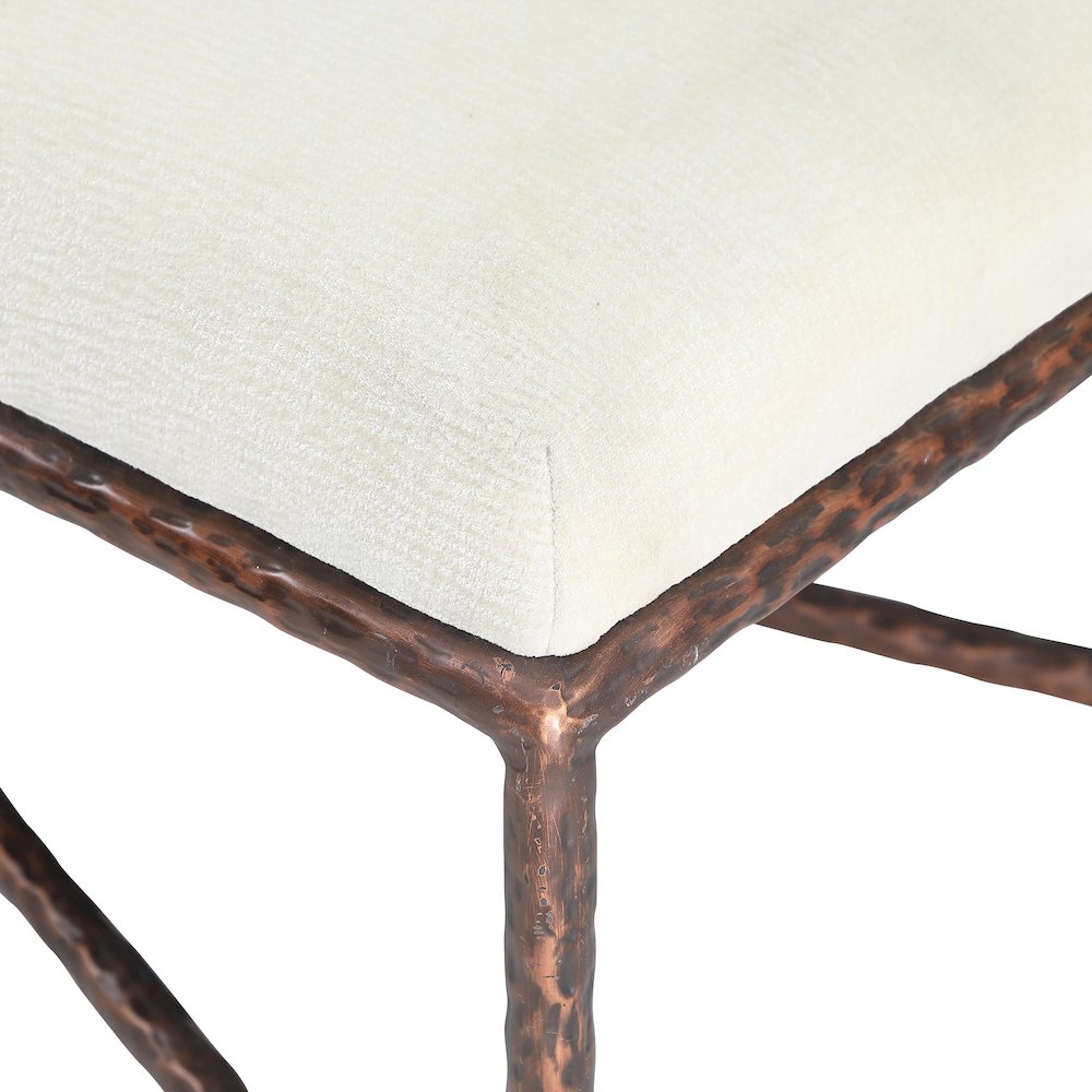 Valley Cream Chenille Fabric Bench