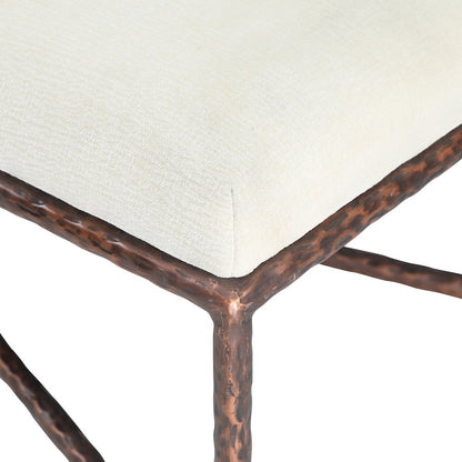 Valley Cream Chenille Fabric Bench