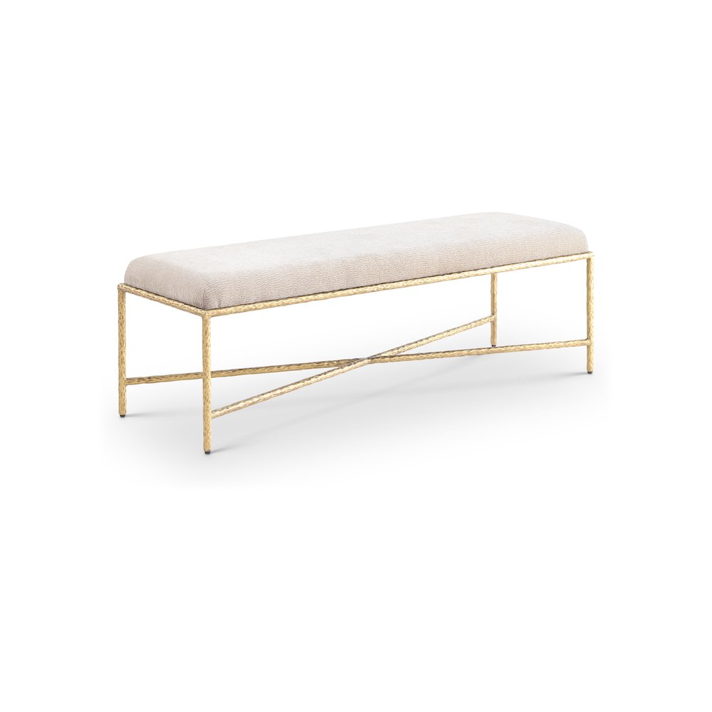 Valley Beige Chenille Fabric Bench