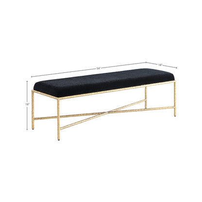 Valley Black Chenille Fabric Bench