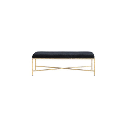 Valley Black Chenille Fabric Bench