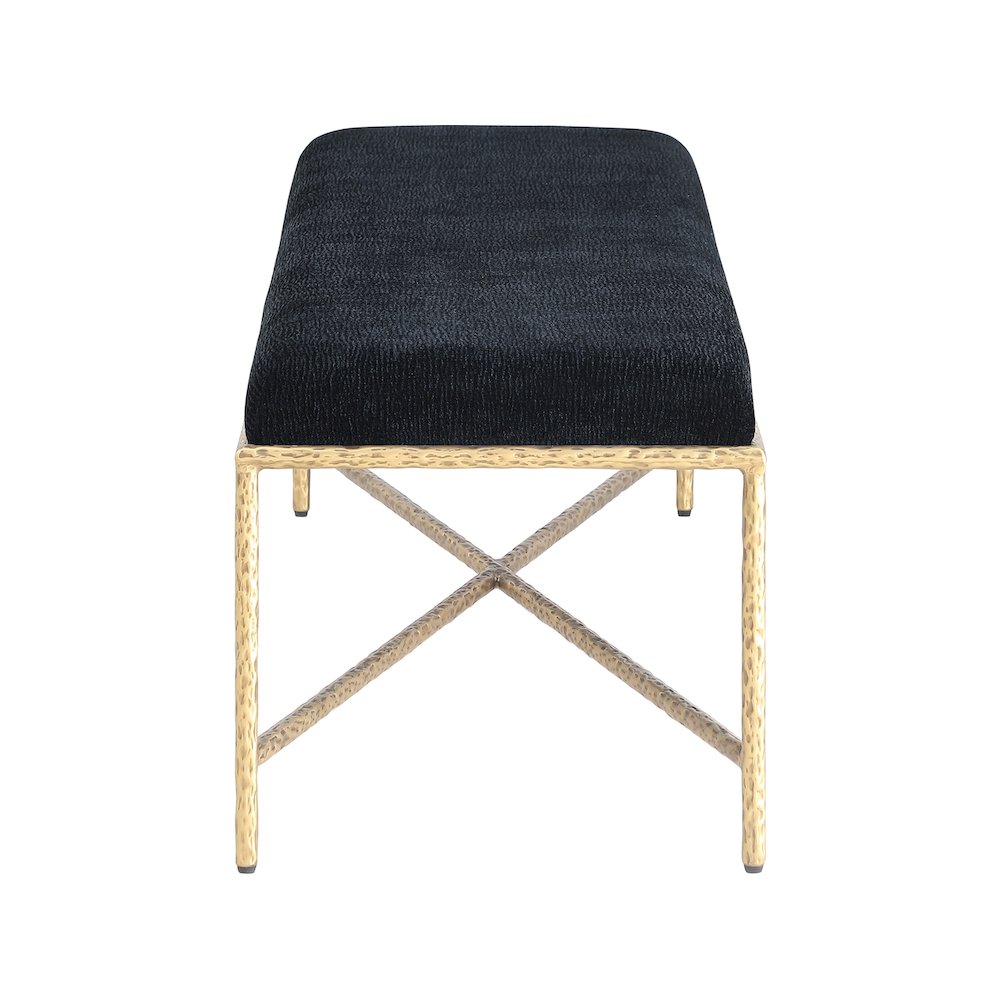 Valley Black Chenille Fabric Bench