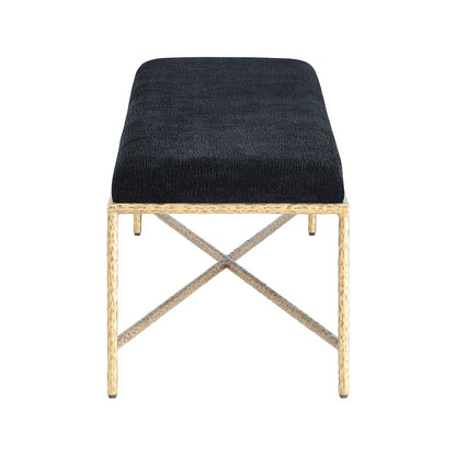 Valley Black Chenille Fabric Bench