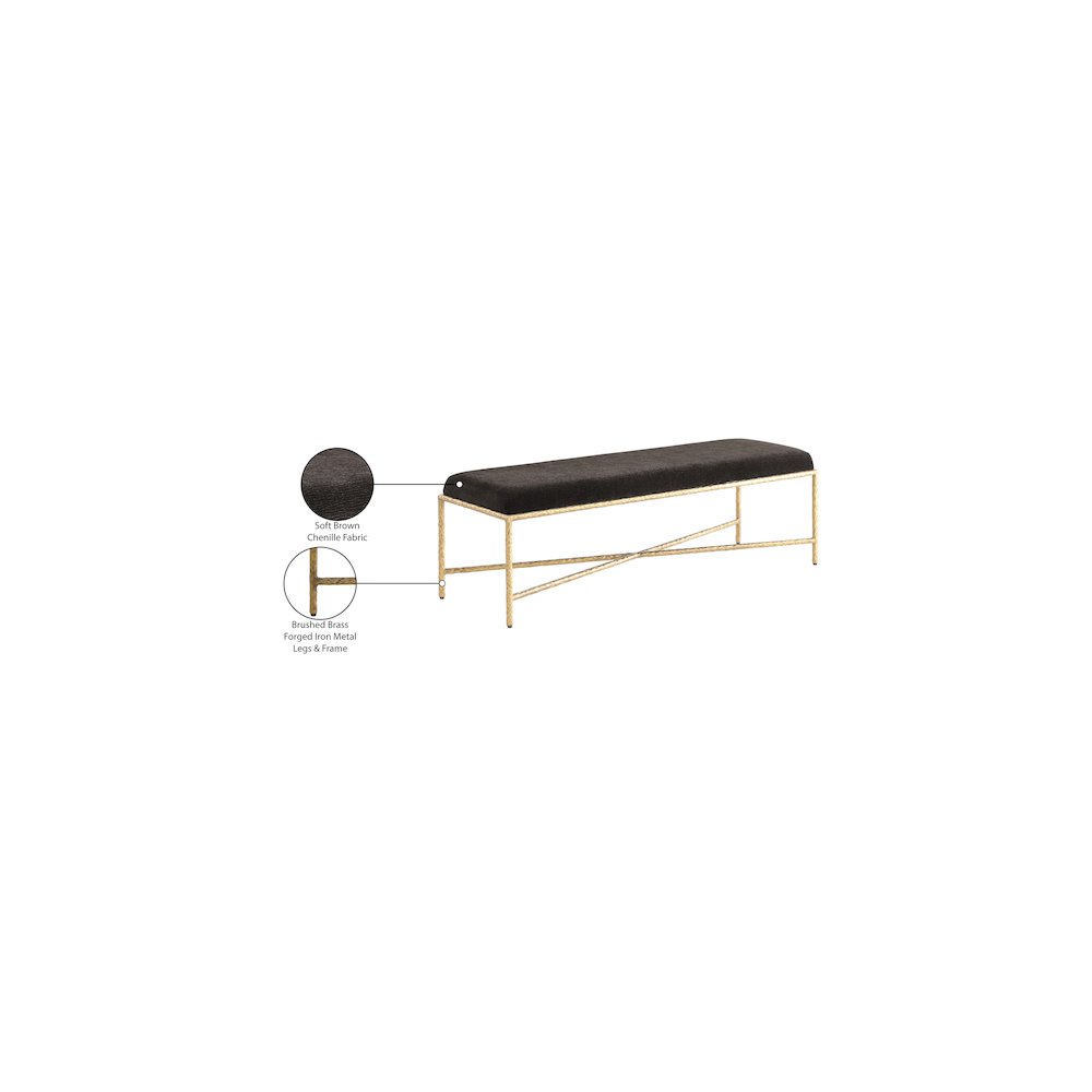 Valley Brown Chenille Fabric Bench