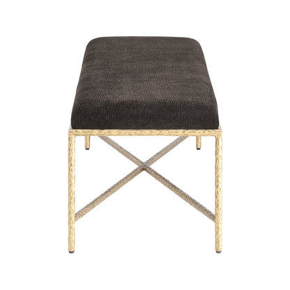 Valley Brown Chenille Fabric Bench