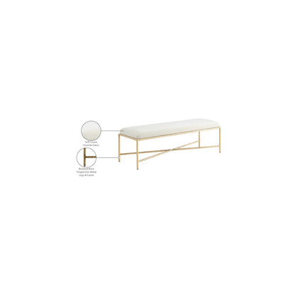 Valley Cream Chenille Fabric Bench