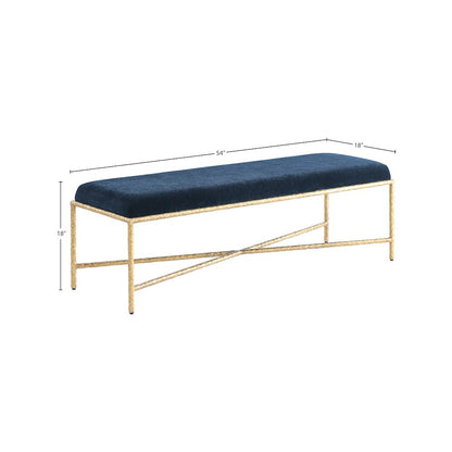 Valley Navy Chenille Fabric Bench