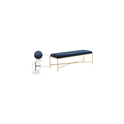 Valley Navy Chenille Fabric Bench