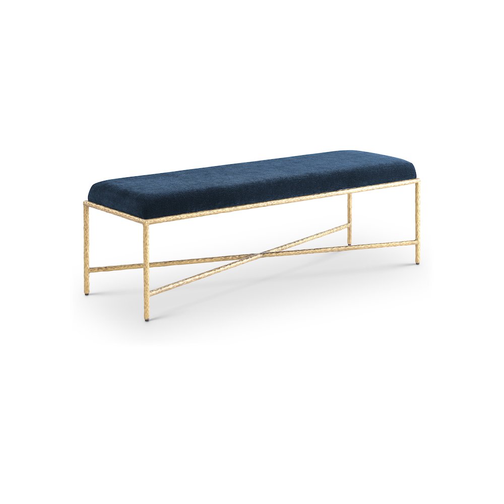Valley Navy Chenille Fabric Bench