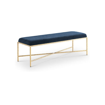 Valley Navy Chenille Fabric Bench