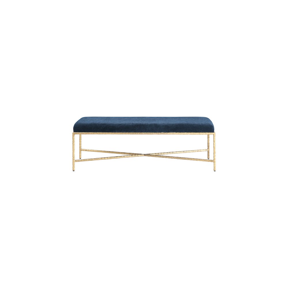 Valley Navy Chenille Fabric Bench