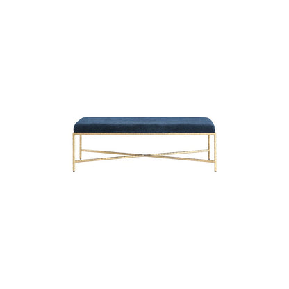 Valley Navy Chenille Fabric Bench