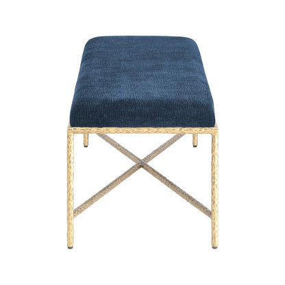 Valley Navy Chenille Fabric Bench