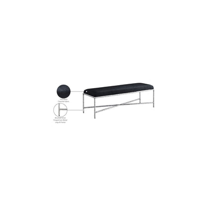 Valley Black Chenille Fabric Bench