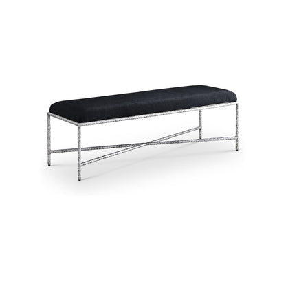 Valley Black Chenille Fabric Bench