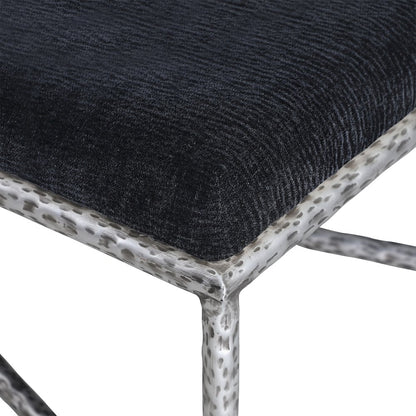 Valley Black Chenille Fabric Bench