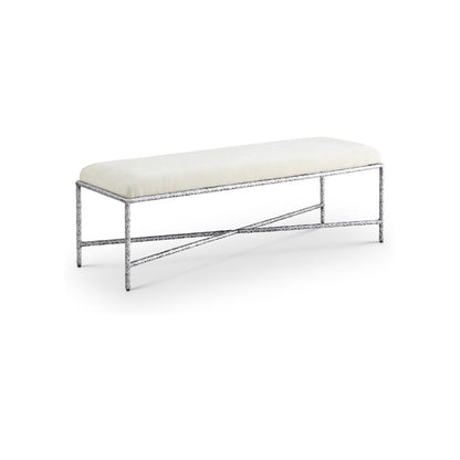 Valley Cream Chenille Fabric Bench