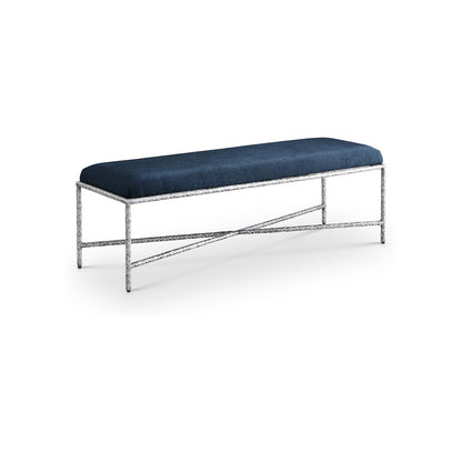 Valley Navy Chenille Fabric Bench