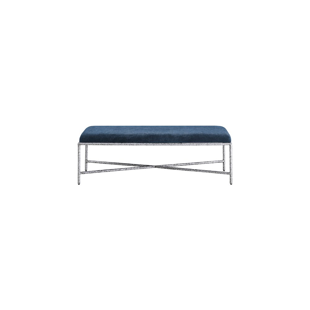 Valley Navy Chenille Fabric Bench