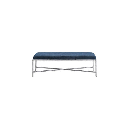 Valley Navy Chenille Fabric Bench