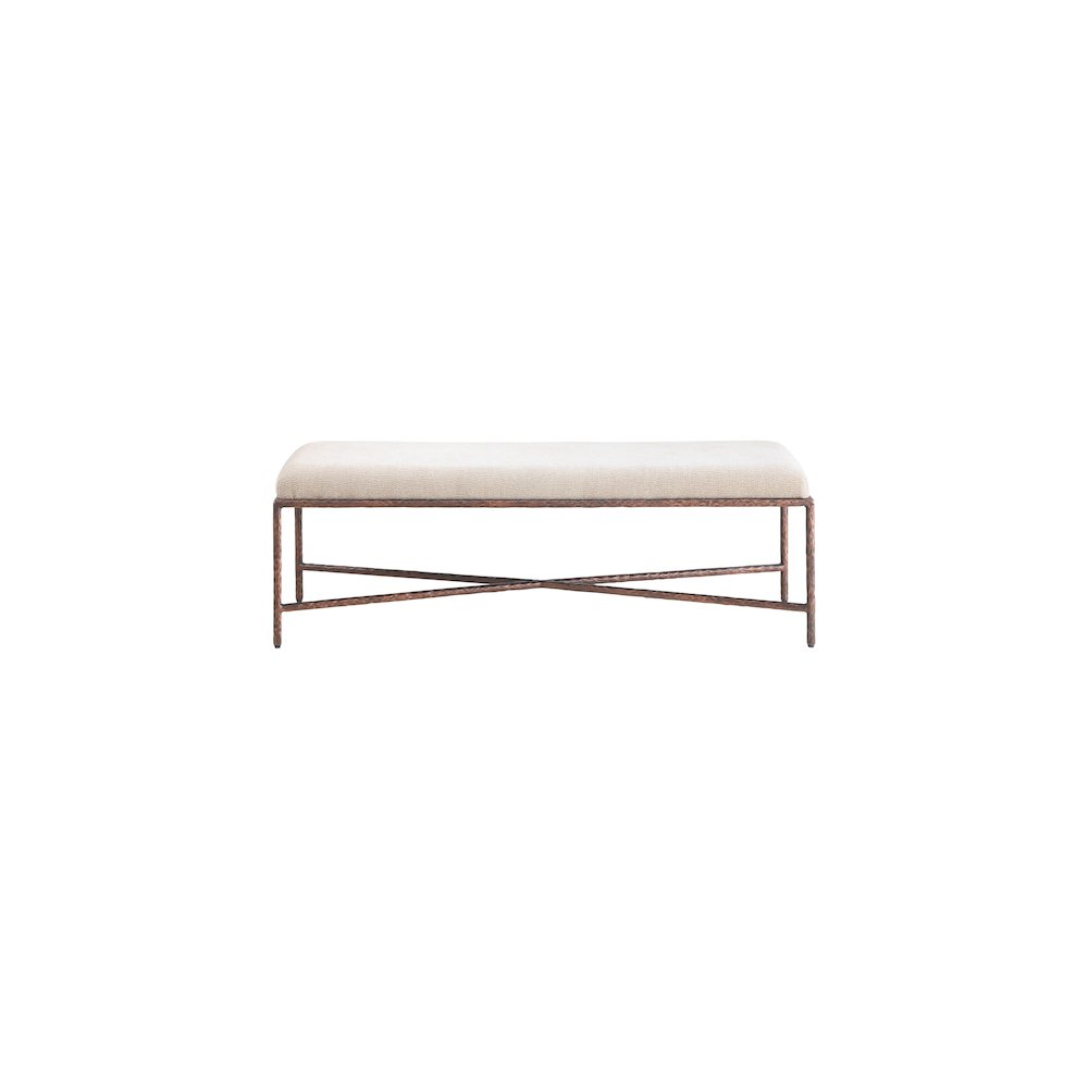 Valley Beige Chenille Fabric Bench