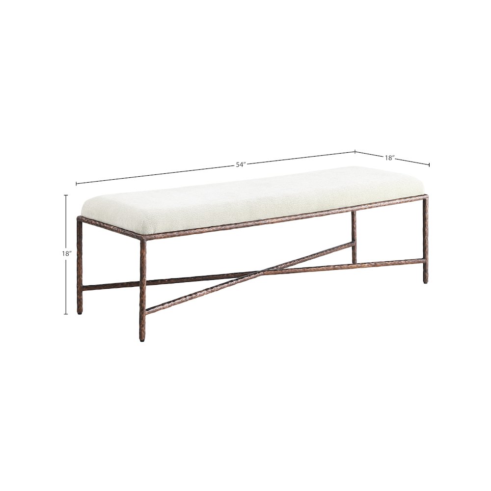 Valley Cream Chenille Fabric Bench