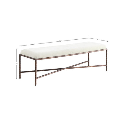 Valley Cream Chenille Fabric Bench