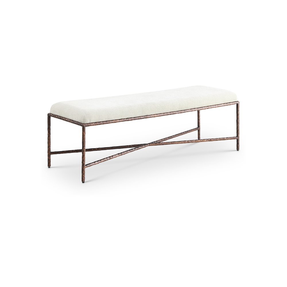 Valley Cream Chenille Fabric Bench