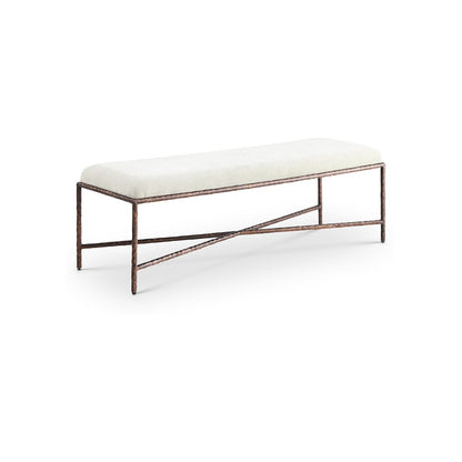 Valley Cream Chenille Fabric Bench