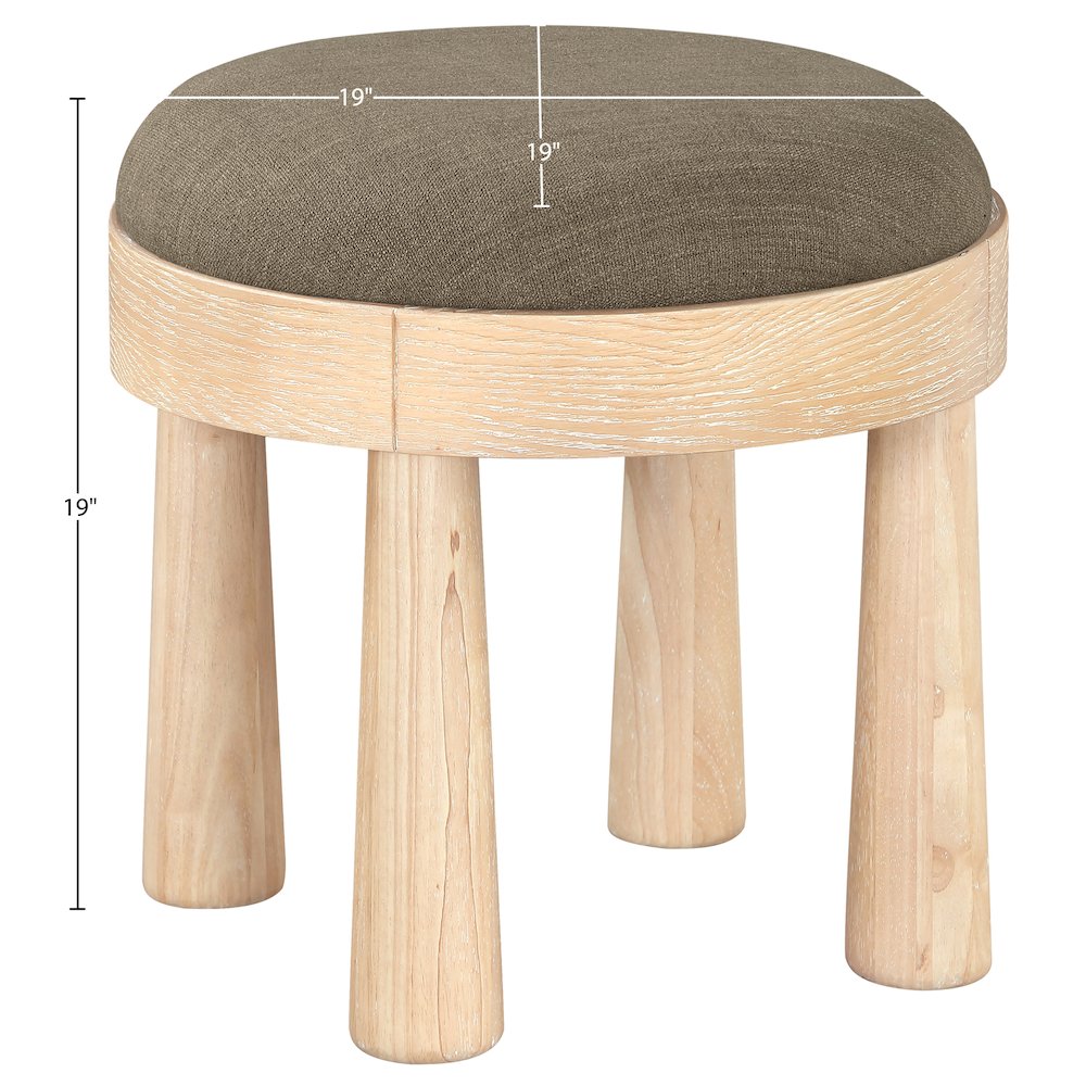 Larea Brown Linen Textured Fabric Upholstered Ottoman
