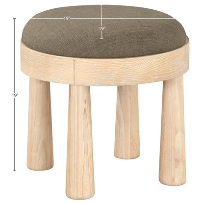 Larea Brown Linen Textured Fabric Upholstered Ottoman