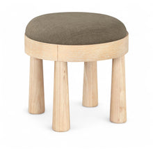 Larea Brown Linen Textured Fabric Upholstered Ottoman