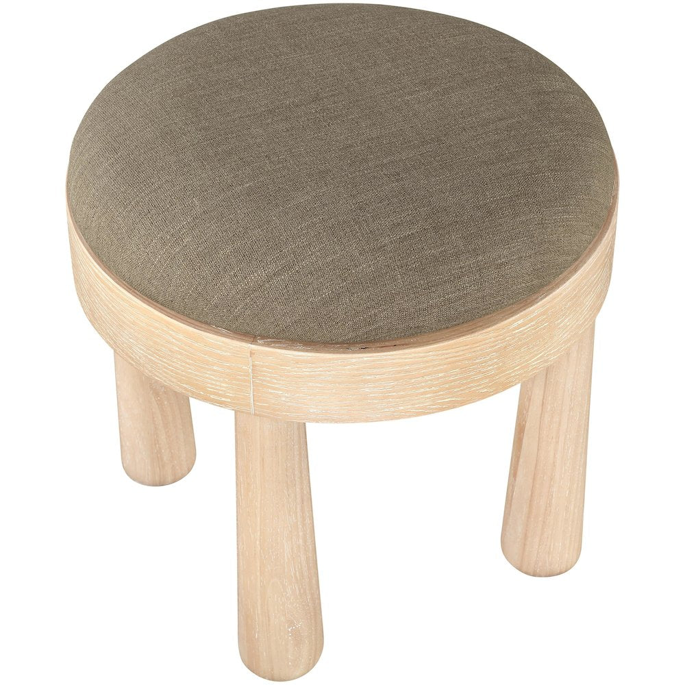 Larea Brown Linen Textured Fabric Upholstered Ottoman