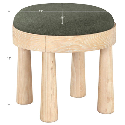 Larea Olive Linen Textured Fabric Upholstered Ottoman