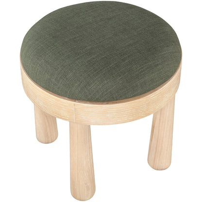 Larea Olive Linen Textured Fabric Upholstered Ottoman