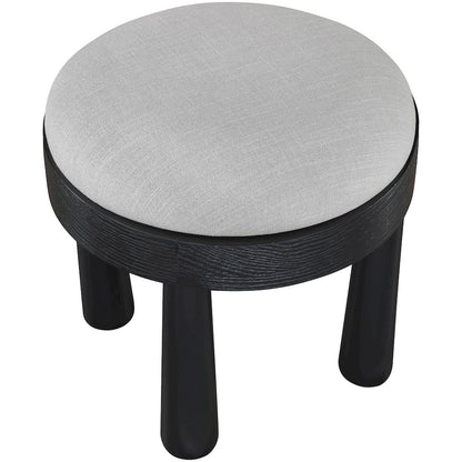 Larea Grey Linen Textured Fabric Upholstered Ottoman