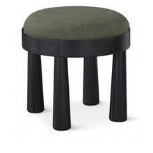 Larea Olive Linen Textured Fabric Upholstered Ottoman