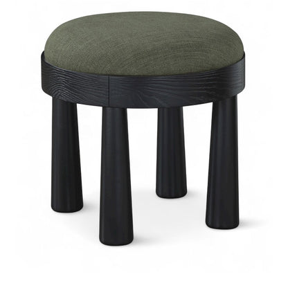 Larea Olive Linen Textured Fabric Upholstered Ottoman