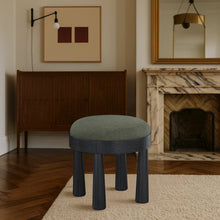 Larea Olive Linen Textured Fabric Upholstered Ottoman