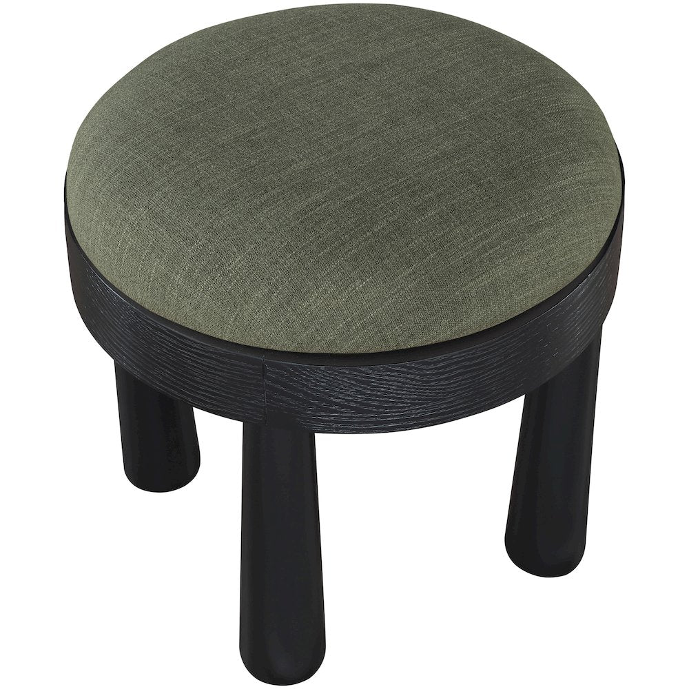 Larea Olive Linen Textured Fabric Upholstered Ottoman