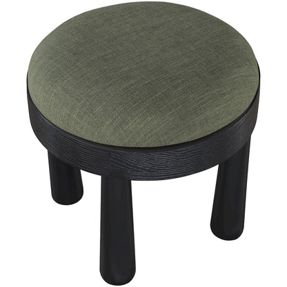Larea Olive Linen Textured Fabric Upholstered Ottoman